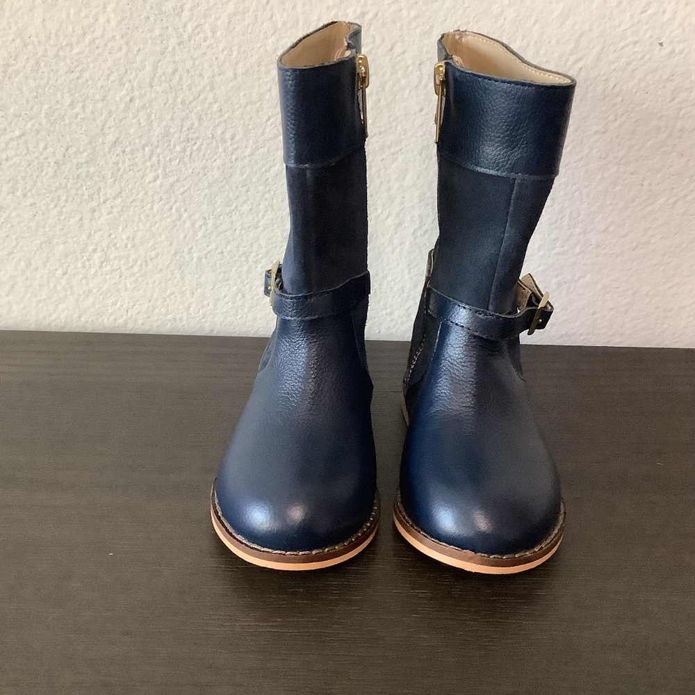 JANIE JACK NAVY LEATHER SUEDE TALL BOOTS EQUESTRIAN GIRLS SIZE 7